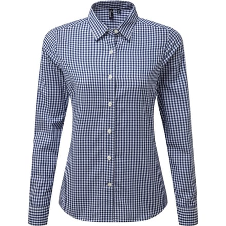 Premier Dames/dames Maxton Check Shirt met lange mouwen (Marine / Wit)
