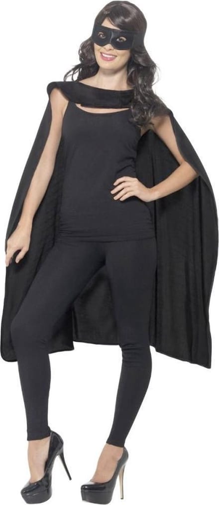 Zwarte Cape En Oogmasker Mexicaanse Superheld Kostuum