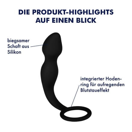 Siliconen anaalplug met testikelring, 19,5 cm