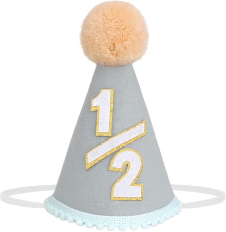 Solidchoice - Feestelijke Halfjarig Verjaardag Hoed met Pompoms