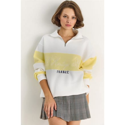 Gedrukt Relaxed Fit Polo Sweatshirt