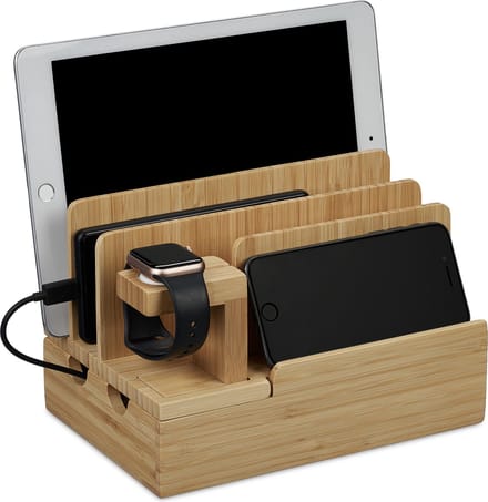 Oplaadstation - geschikt voor apple watch - tablet - bamboe