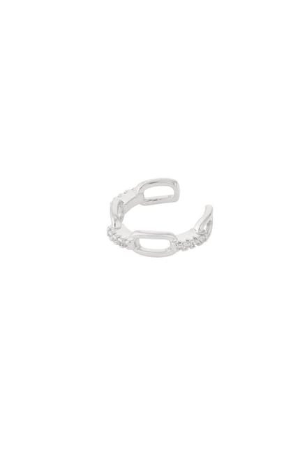 Bijoutheek Earcuff Schakel Ovaal Steentjes Zilver