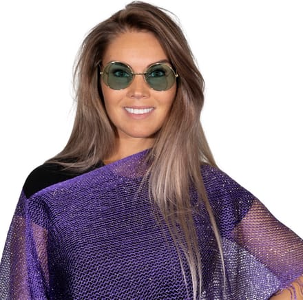 2 groene hippiebrillen - 2 groen/gele bloemenhaarbandjes
