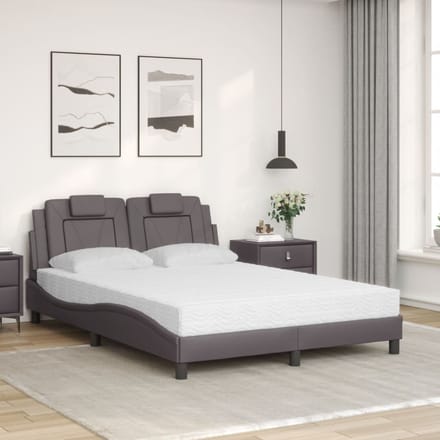 vidaXL - Bed - "Viana" - met - matras - kunstleer - grijs - 140x200 - cm