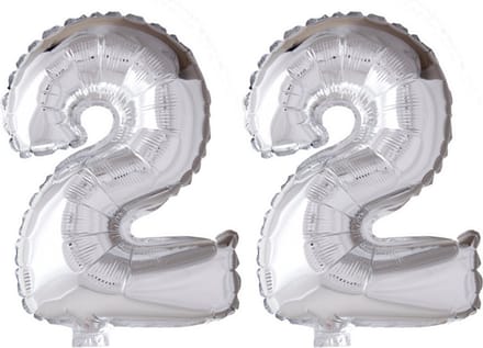 Folieballon 22 jaar Zilver 66cm