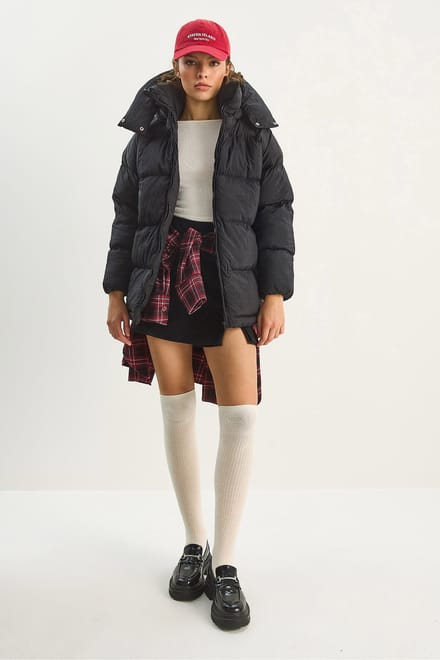 Oversized Gewatteerde Jas met Capuchon
