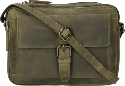 Lederen organizer Schoudertas | Kleur: Groen