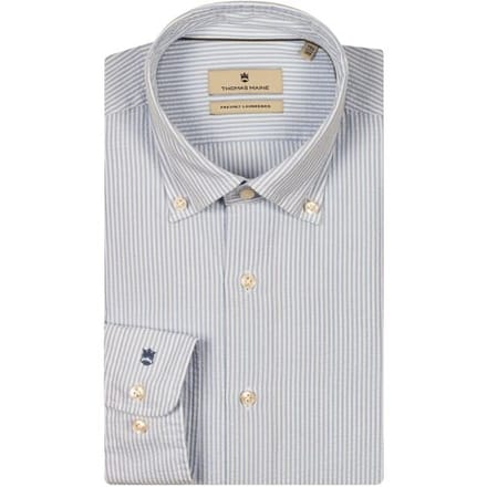 Thomas Maine Overhemd Seersucker Stripe Torino Button-Down Licht Blauw / male