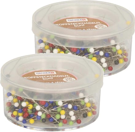 Glorex Spelden met parel kop/kopspelden/naaispelden - 3 cm - gekleurd - 600x stuks - hobby spelden