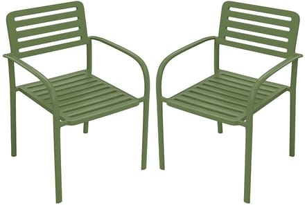 Vente-unique Set van 2 stapelbare metalen tuinstoelen - Groen - NILY van MYLIA