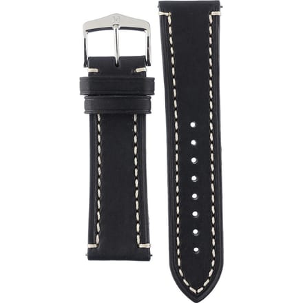 Hirsch Horlogeband -  Liberty Artisan Zwart - Leer - 24mm