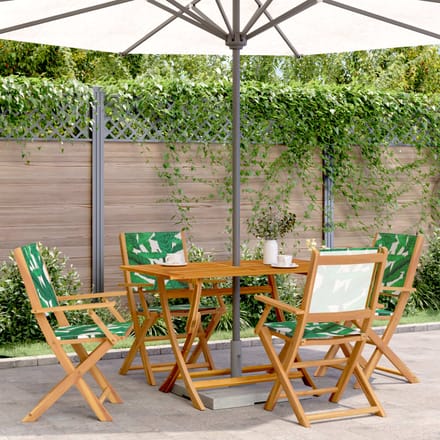 vidaXL - Klapstoelen, - 4 - stuks, - groene - stof - en - massief - hout