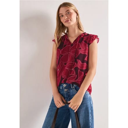 Chiffon bloes met gespleten hals