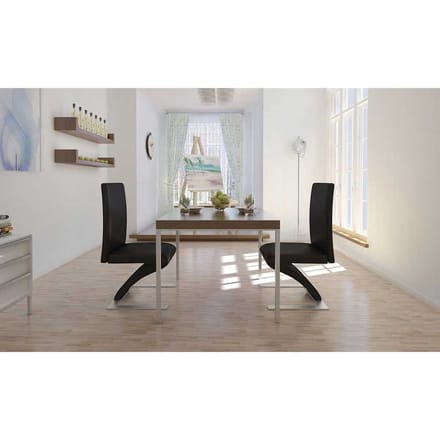 vidaXL - Eetkamerstoelen - 2 - st - kunstleer - zwart