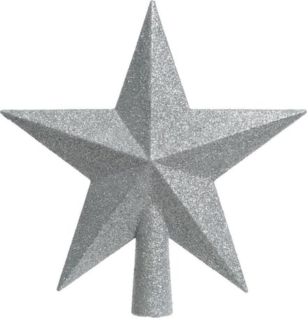 Decoris Zilveren kerstboom ster piek - Van kunststof - 19 cm - Zilver