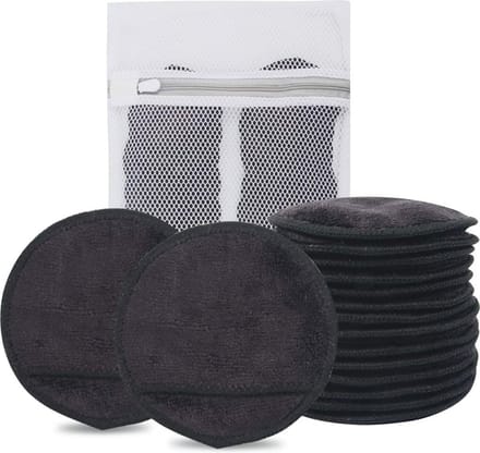 Herbruikbare Microvezel Make-up Remover Pads voor Gezicht, Ogen en Lippen - 14 Stuks Zwart