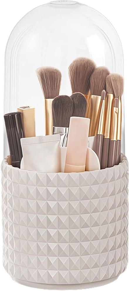 360 Graden Rotatable Make-up Organizer voor Kwasten, Transparant en Stofdicht, 11 x 23 cm