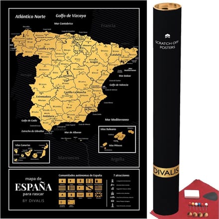 Grote Scratch Map van Spanje - Interactieve Reiskaart per Provincie en Stad