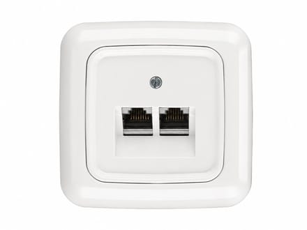 Busch-Jaeger Reflex SI Dubbele UTP Wandcontactdoos 2x RJ45 Cat6A Wit Compleet met Afdekraam