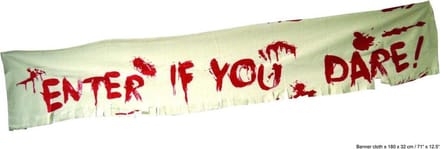 Halloween Decoratie Banner - Bloederig - Tekst Enter If You Dare - Per Stuk