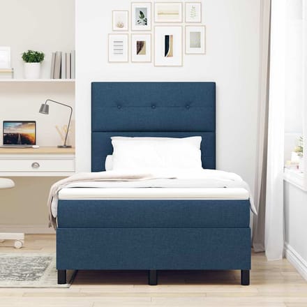 vidaXL - Boxspring - bed - met - hoofdeinde - Blauw - 120 - x - 190 - cm - Stof