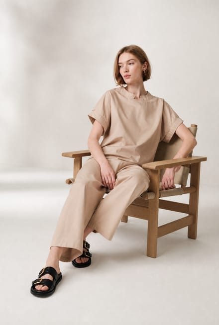 Poplin loos fit top | Sabbia - Sabbia / M