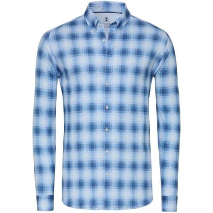 Desoto Overhemd Casual Button-Down 3D Check Flanel Licht Blauw / male