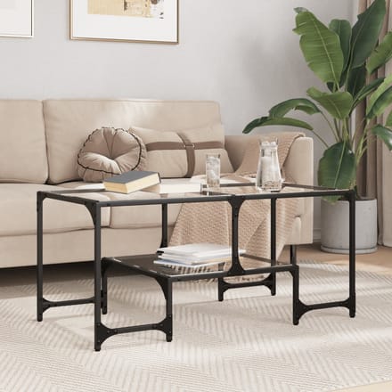 vidaXL - Salontafel - met - transparant - glazen - blad - 98,5x50x45 - cm - staal