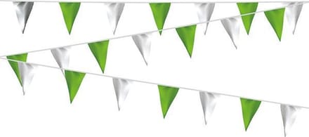 Vlaggenlijn Lichtgroen Wit - 20 meter | Zware kwaliteit stof