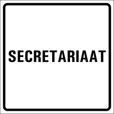 Secretariaat sticker, wit zwart 100 x 100 mm