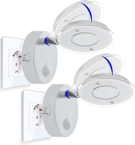 Set van 2 LED Nachtlampjes met Bewegingssensor - Warmwit Oriëntatielicht voor Binnen