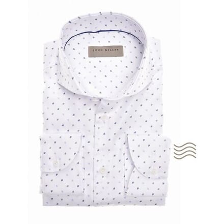 John Miller Overhemd Fantasy Quarter Circle Pattern Cotton Easy Care Wit / male