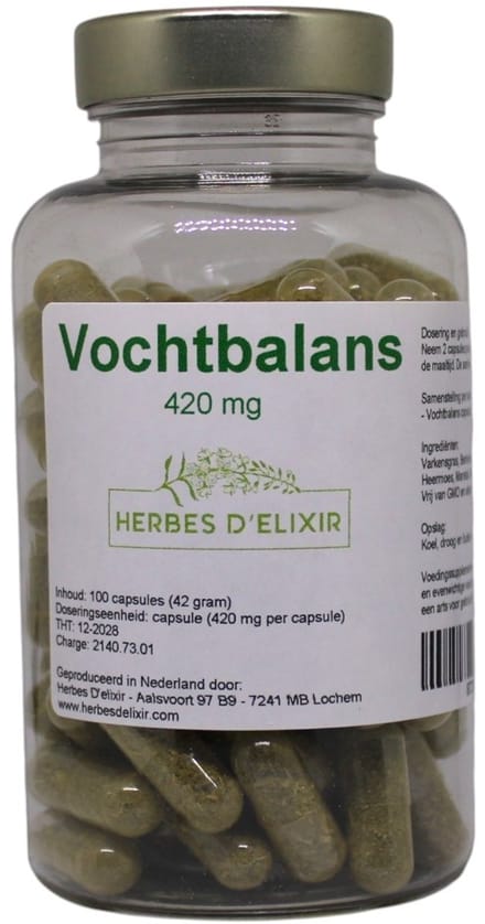 Herbes D'elixir Vochtbalans Capsules - 420 mg per Capsule - 100 stuks