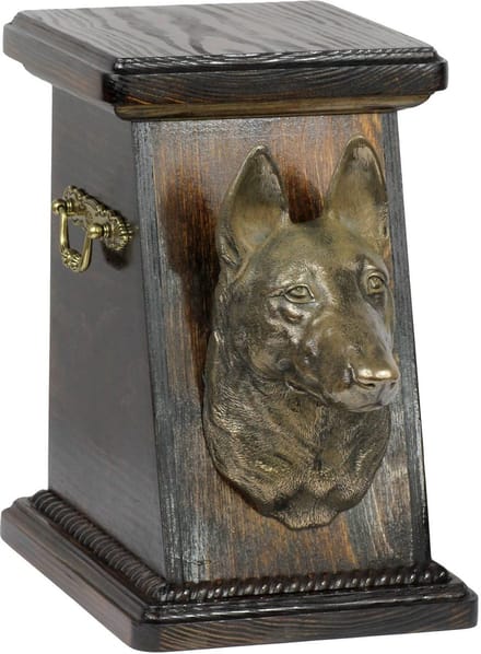 Elegante urn voor Malinois met hondenbuste ter nagedachtenis