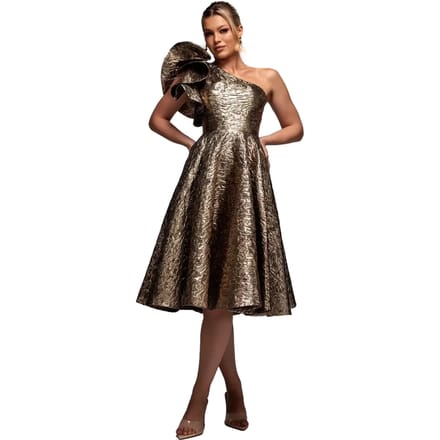 Asymmetrische Midi Schaatser Jurken in Jacquard Dames Goddiva