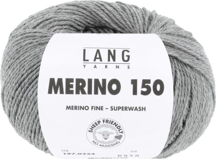 Lang Yarns Merino 150 - 324 grijs gemêleerd - Merinowol Garen