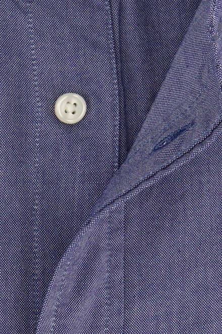 Katoenen Gant overhemd korte mouw effen blauw normale fit