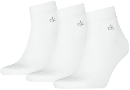 Calvin Klein - Quartersokken Heren - 3 paar CK Sokken - Wit - Maat 43/46