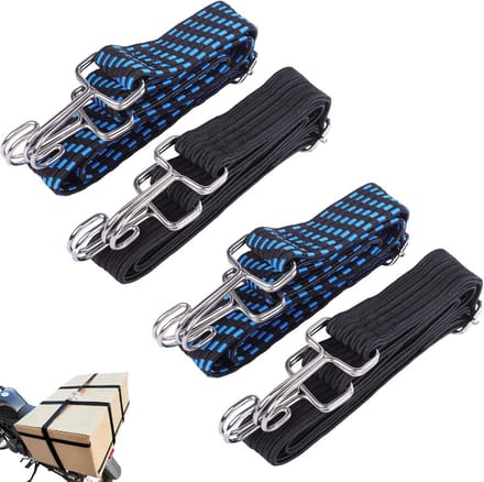 Set van 4 Platte Elastische Spanbanden met Haken - Universele Rubberen Touwen 1m