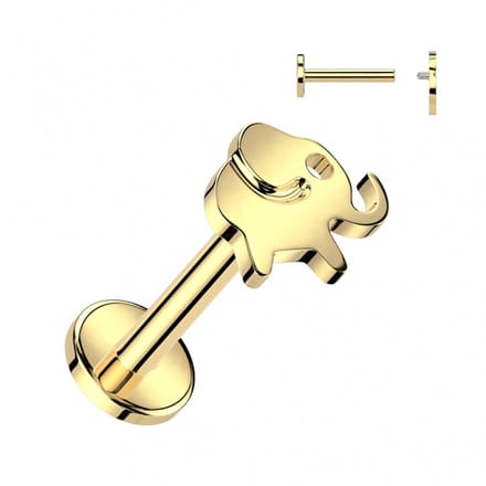 Piercing titanium olifant top 1.2x6 - goud - LMPiercings