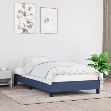 vidaXL - Bedframe - zonder - matras - 90x200 - cm - stof - blauw