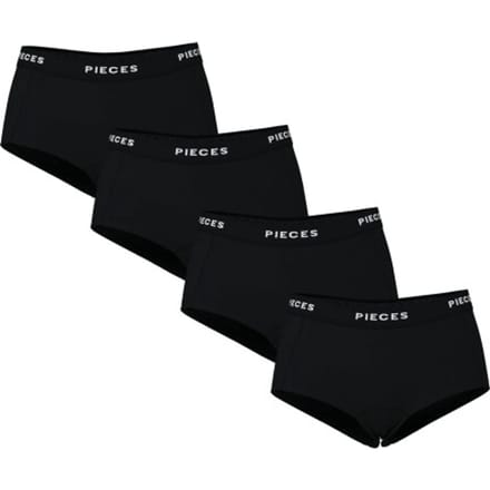 Pieces Dames Hipster PCLOGO Zwart 4-Pack - Maat S