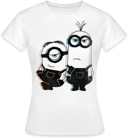 Minions Stuart En Kevin Glitch T-Shirt Dames