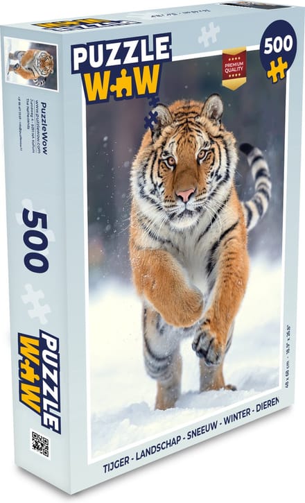 Puzzel Tijger - Landschap - Sneeuw - Winter - Dieren - Legpuzzel - Puzzel 500 stukjes