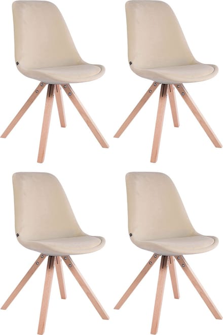 CLP Toulouse Set van 4 Stoelen - Vierkant frame - Fluweel creme natura