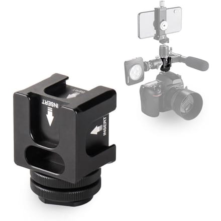 Universele Aluminiumlegering Cold Shoe Camera Mount Adapter met 4 Cold Shoe Mount 1/4 Inch Schroef zwart