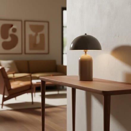 LUSENZ Asteri - Mushroom lamp 40 cm - E14 fitting - Retro design - Dressoir lamp - Taupe Metaal - Met aan/uit-schakelaar