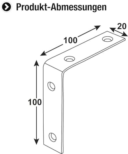 Stoelhoek 100 x 100 x 20 mm - 12 Stuks - Verzonken Verbindingen voor Constructies
