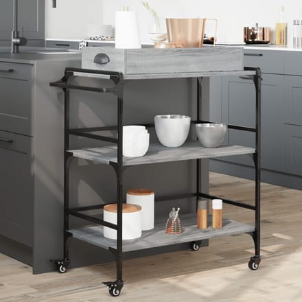 vidaXL - Keukentrolley - 81,5x41x92,5 - cm - bewerkt - hout - grijs - sonoma - eiken